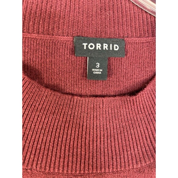 Torrid Women’s Plus Size 3 Sweater Maroon Embroidered Stars Sequin Moon - Picture 8 of 9
